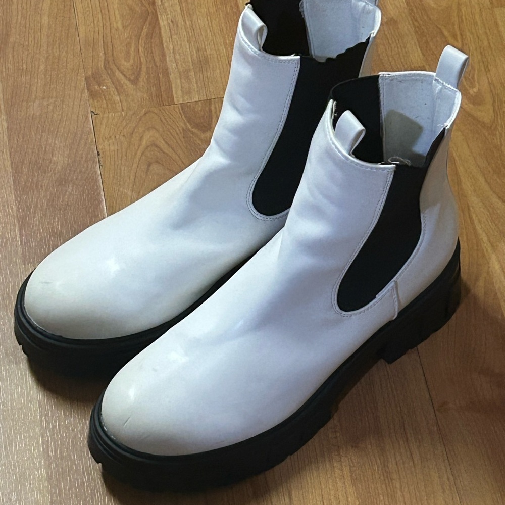 Stylish White and Black Ankle Boots